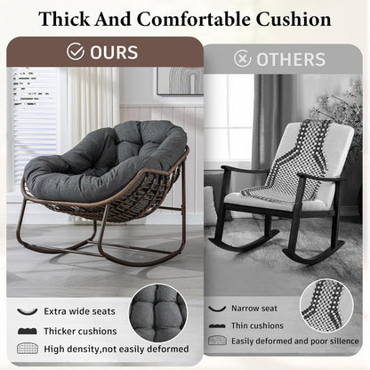 Hanging Egg Chair with Stand - All-Weather PE Rattan Boho Pod Swing Chair with Waterproof Cushion for Porch, Garden, Patio