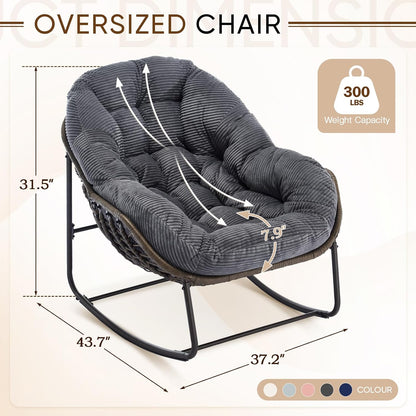 Hanging Egg Chair with Stand - All-Weather PE Rattan Boho Pod Swing Chair with Waterproof Cushion for Porch, Garden, Patio