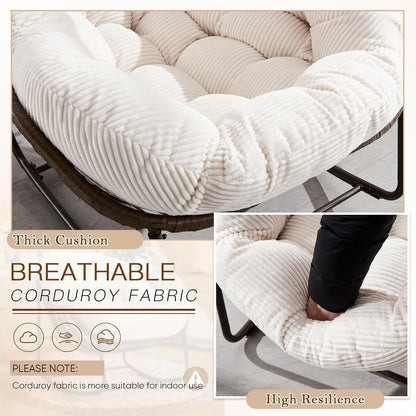 Hanging Egg Chair with Stand - All-Weather PE Rattan Boho Pod Swing Chair with Waterproof Cushion for Porch, Garden, Patio