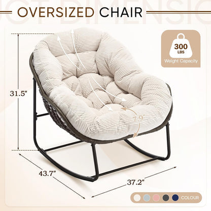 Hanging Egg Chair with Stand - All-Weather PE Rattan Boho Pod Swing Chair with Waterproof Cushion for Porch, Garden, Patio
