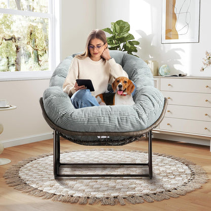 Hanging Egg Chair with Stand - All-Weather PE Rattan Boho Pod Swing Chair with Waterproof Cushion for Porch, Garden, Patio