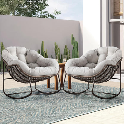 Hanging Egg Chair with Stand - All-Weather PE Rattan Boho Pod Swing Chair with Waterproof Cushion for Porch, Garden, Patio