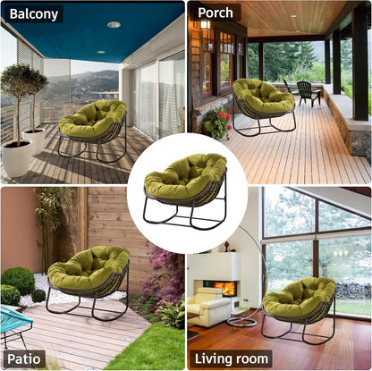 Hanging Egg Chair with Stand - All-Weather PE Rattan Boho Pod Swing Chair with Waterproof Cushion for Porch, Garden, Patio