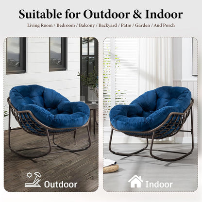 Hanging Egg Chair with Stand - All-Weather PE Rattan Boho Pod Swing Chair with Waterproof Cushion for Porch, Garden, Patio