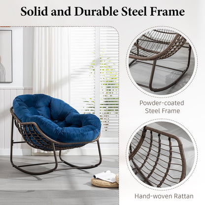 Hanging Egg Chair with Stand - All-Weather PE Rattan Boho Pod Swing Chair with Waterproof Cushion for Porch, Garden, Patio