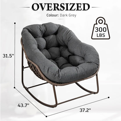 Hanging Egg Chair with Stand - All-Weather PE Rattan Boho Pod Swing Chair with Waterproof Cushion for Porch, Garden, Patio