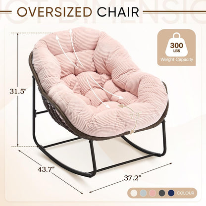 Hanging Egg Chair with Stand - All-Weather PE Rattan Boho Pod Swing Chair with Waterproof Cushion for Porch, Garden, Patio