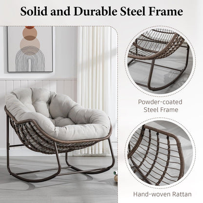 Hanging Egg Chair with Stand - All-Weather PE Rattan Boho Pod Swing Chair with Waterproof Cushion for Porch, Garden, Patio