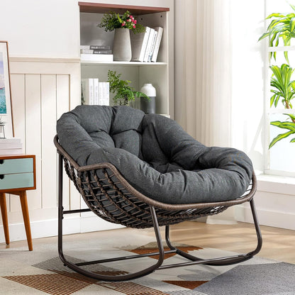Hanging Egg Chair with Stand - All-Weather PE Rattan Boho Pod Swing Chair with Waterproof Cushion for Porch, Garden, Patio