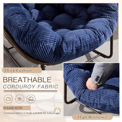 Hanging Egg Chair with Stand - All-Weather PE Rattan Boho Pod Swing Chair with Waterproof Cushion for Porch, Garden, Patio