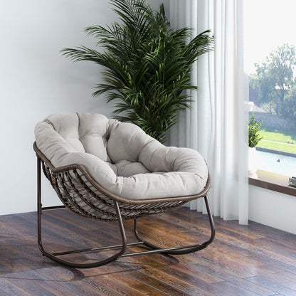 Hanging Egg Chair with Stand - All-Weather PE Rattan Boho Pod Swing Chair with Waterproof Cushion for Porch, Garden, Patio