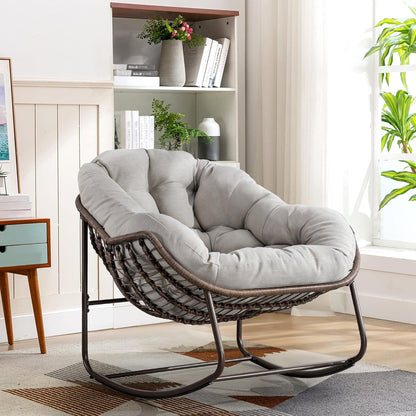 Hanging Egg Chair with Stand - All-Weather PE Rattan Boho Pod Swing Chair with Waterproof Cushion for Porch, Garden, Patio