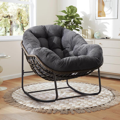 Hanging Egg Chair with Stand - All-Weather PE Rattan Boho Pod Swing Chair with Waterproof Cushion for Porch, Garden, Patio