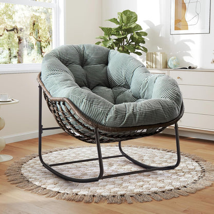 Hanging Egg Chair with Stand - All-Weather PE Rattan Boho Pod Swing Chair with Waterproof Cushion for Porch, Garden, Patio